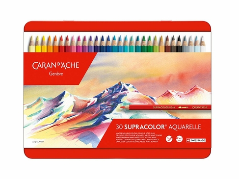 Caran d'Ache Supracolor Soft Artists Water-Soluble Colour Pencil Tin (Pack of 30)