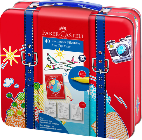 Faber-Castell Connector Pens in Suitcase Gift Tin (Pack of 40)