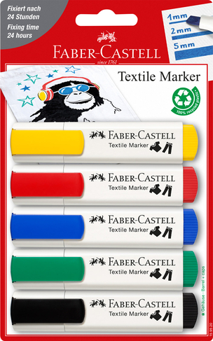 Faber-Castell Sustainable Textile Markers Set 1 (Pack of 5)