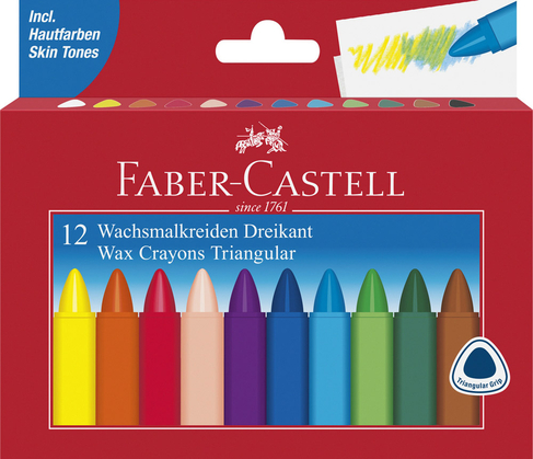 Faber-Castell Triangular Wax Crayons (Pack of 12)
