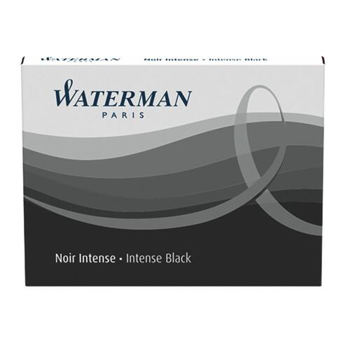 Waterman Large Cartridge Ink Refills, Medium Nib, Black Ink (Pack of 8)