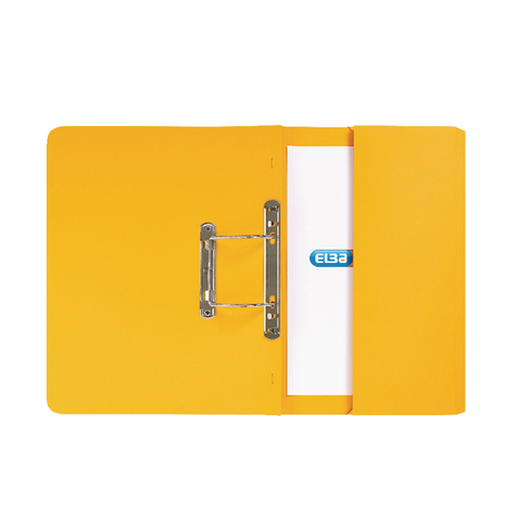 Elba Stratford Spring Pocket File 320gsm Foolscap Yellow (25 Pack) 100090150