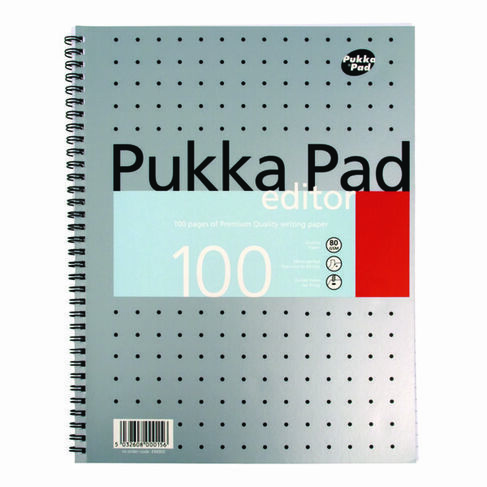 Pukka Pad Ruled Metallic Wirebound Editor Notepad 100 Pages A4 (3 Pack) EM003