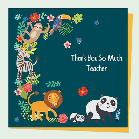 Dotty About Paper Cute Safari Animals Thank You  Teacher Card 