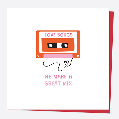 Dotty About Paper Valentine's Day Card Cassette Tape We Make A Great Mix