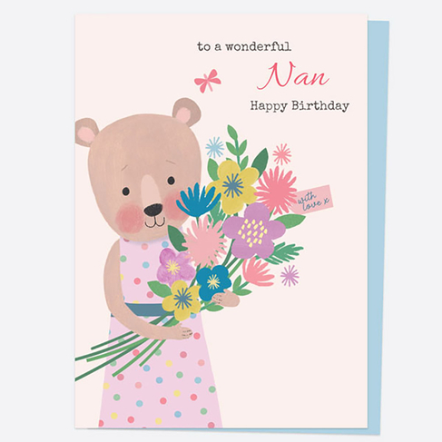 Dotty About Paper Dotty Bear Happy Birthday Nan Birthday Card 