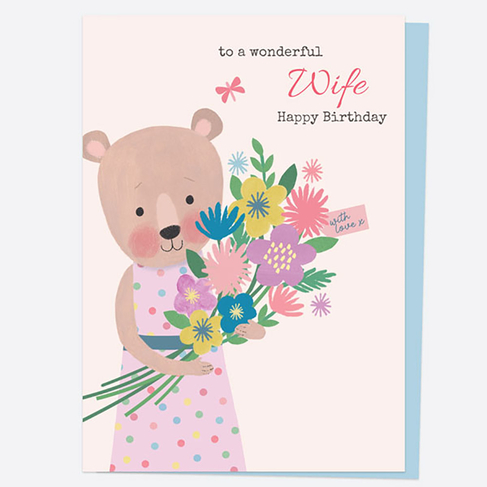 Dotty About Paper Dotty Bear Happy Birthday Wife Birthday Card 