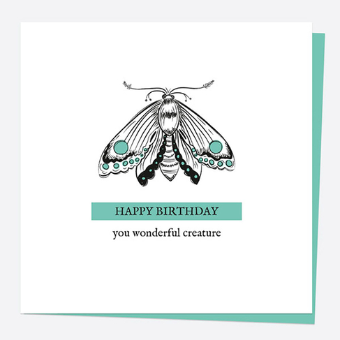 Dotty About Paper Bug Love Moth Happy Birthday You Wonderful Creature Card
