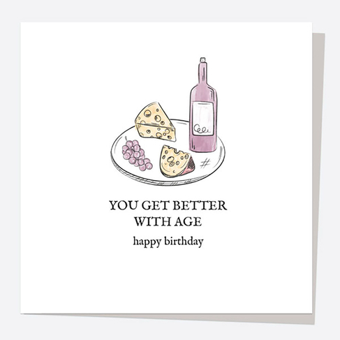 Dotty About Paper Cheese & Wine Better With Age Card