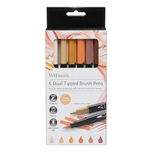 WHSmith Skintone Dual Tipped Brush Pens (Pack of 6)