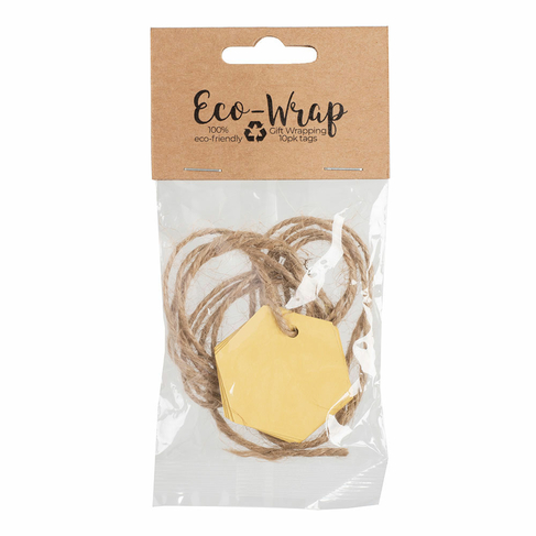 Eco-Wrap Recyclable Hex Hive Gift Tags Honey Yellow Pack of 10
