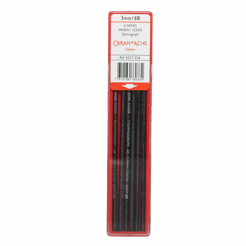 Caran d'Ache 3mm 6B Fixpencil Mechanical Pencil Lead (Pack of 6)