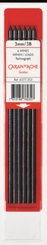 Caran d'Ache 3mm 3B Fixpencil Mechanical Pencil Lead (Pack of 6)