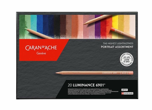 Caran d'Ache Luminance 6901 Water Resistant Lightfast Colouring Pencils Portrait Selection (Box of 20)