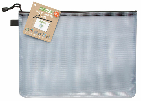 eco-eco 95% Recycled Clear A4 Single Pocket Strong Zip Bag