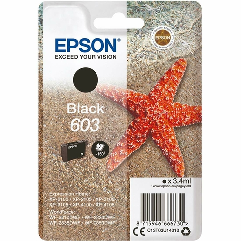 Epson 603 Starfish Black Ink Cartridge C13T03U14010