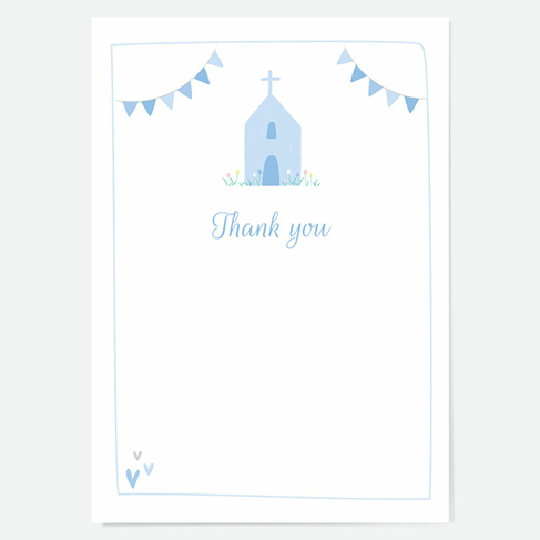 Dotty About Paper Thank You Cards Blue Church & Bunting (Pack of 10) 