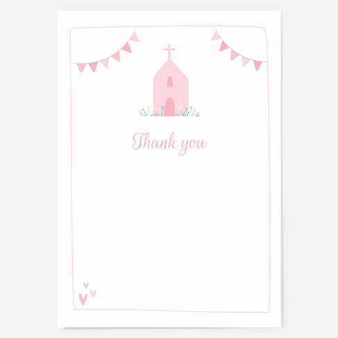 Dotty About Paper Thank You Cards Pink Church & Bunting (Pack of 10) 