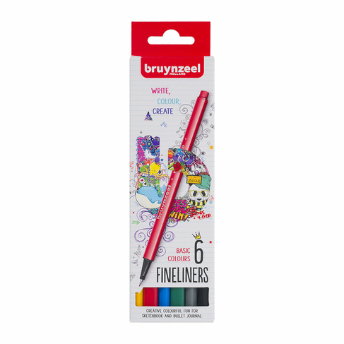 Bruynzeel Fineliners Basic Colours (Pack of 6)