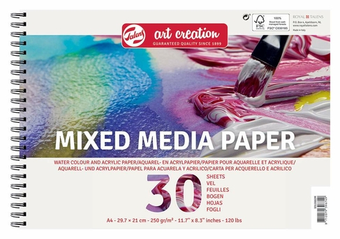 Talens Art Creation A4 Mixed Media Paper Pad 250gsm 30 White Sheets