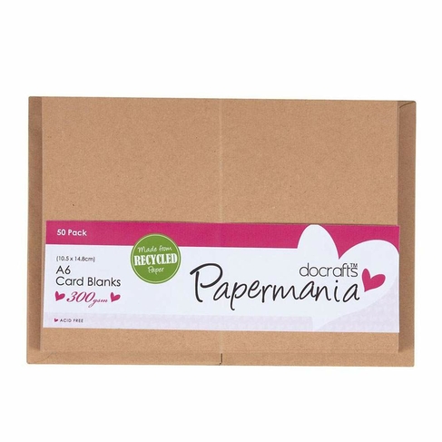 docrafts Papermania A6 Recycled Kraft Cards and Envelopes (Pack of 50)