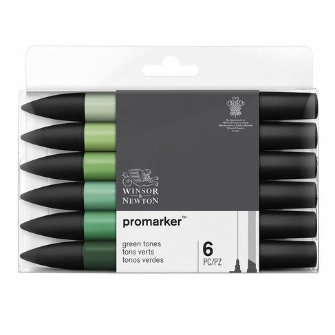 Winsor & Newton ProMarker Green Tones (Pack of 6)
