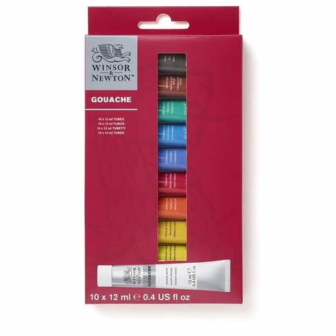 Winsor & Newton Gouache Colour Set of 10x12ml Paint Tubes