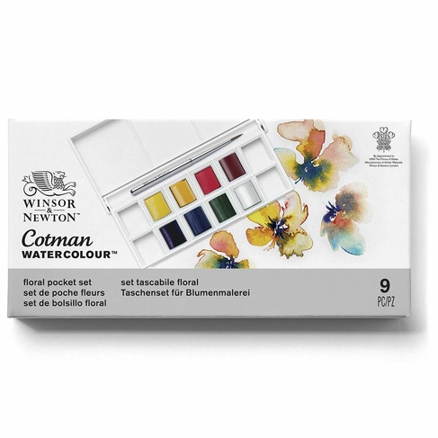Winsor & Newton Cotman Watercolour 8 Half Pan Pocket Set Floral Tones
