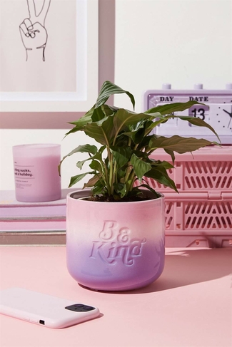 Typo Midi Shaped Planter Be Kind Pale Lilac Ombre