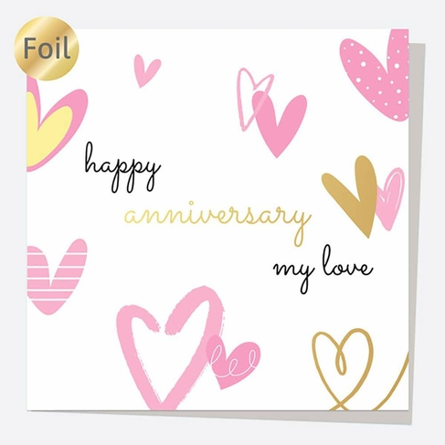 Dotty About Paper Luxury Foil Scattered Hearts My Love Anniversary Card