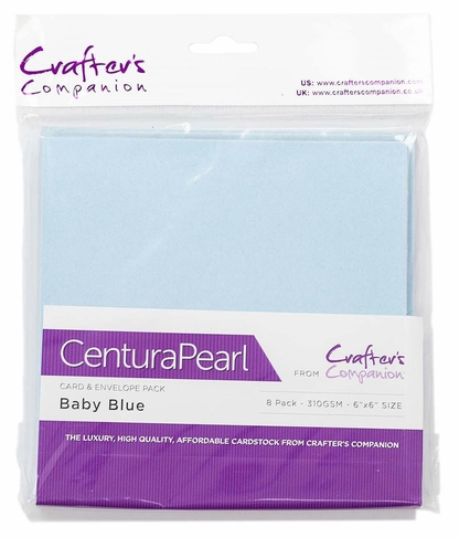 Crafter's Companion Centura Pearl 6x6 Inch Baby Blue Cards and Envelopes (Pack of 8)