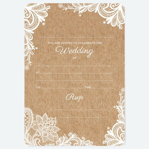 Dotty About Paper Rustic Lace Wedding Invites Pack of 10
