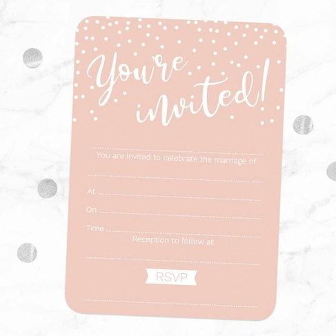 Dotty About Paper Blush Confetti Wedding Invites Pack of 10