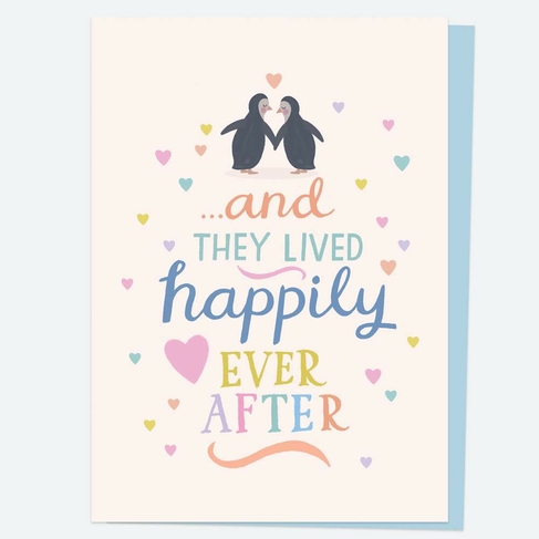 Dotty About Paper Penguins Ever After Wedding Card