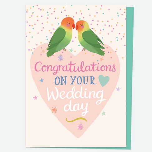 Dotty About Paper Lovebirds Wedding Card 