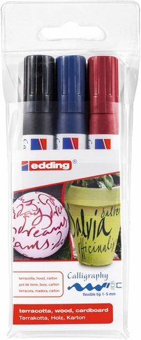 edding e-1455 Calligraphy Markers Assorted Colours (Pack of 3)