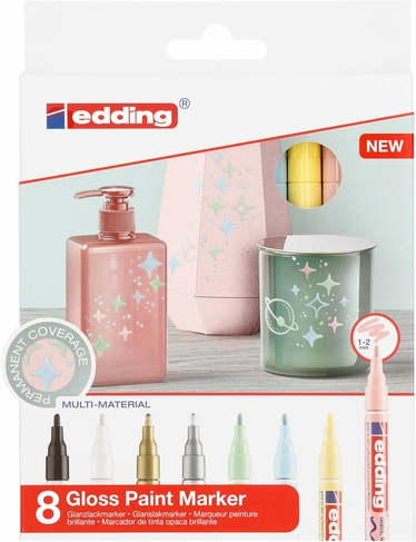 edding e-751 Gloss Pastel Paint Markers 1-2mm Nib (Pack of 8)