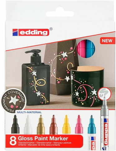 edding e-750 Gloss Assorted Colour Paint Markers 2-4mm Nib (Pack of 8)