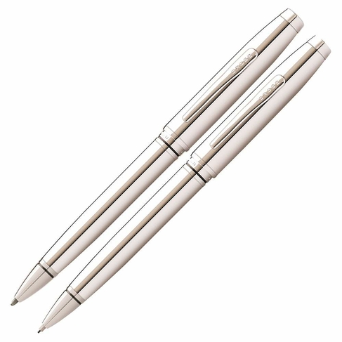 Cross Coventry Chrome Ballpoint Pen and Mechanical Pencil Set with Chrome Appointments