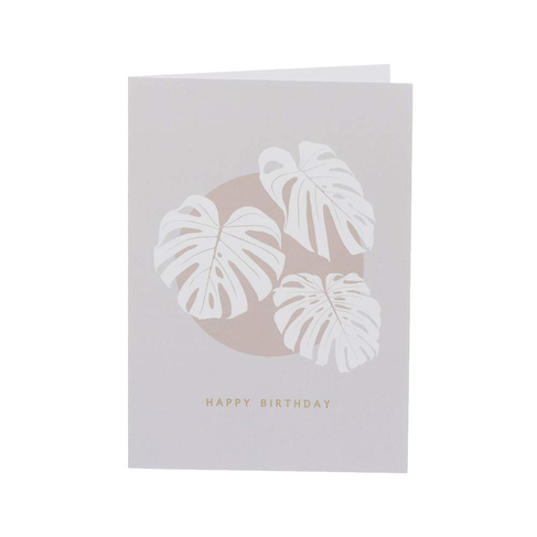 Blossoms at Midnight Monstera Leaf Gold Foil Birthday Card