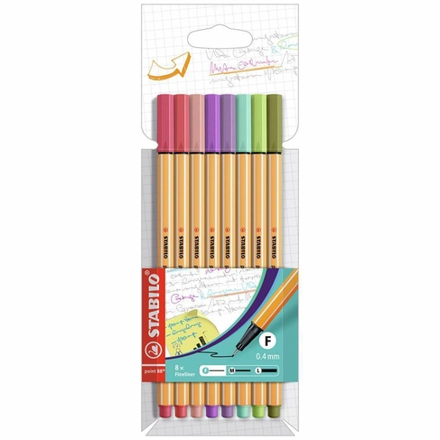 STABILO point 88 Fineliners Pastel (Pack of 8)