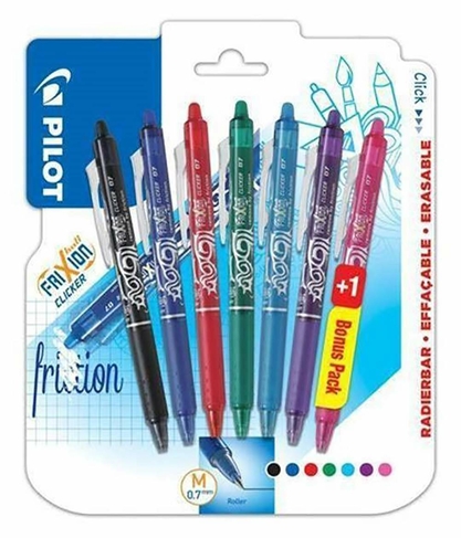 PILOT Frixion Retractable Rollerball Pens Assorted Colours (Pack of 7)