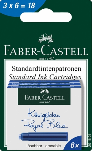 Faber-Castell Standard Ink Cartridges Blue (Pack of 18)