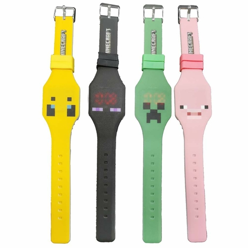 Minecraft Faces Silicone Digital Watch Assorted
