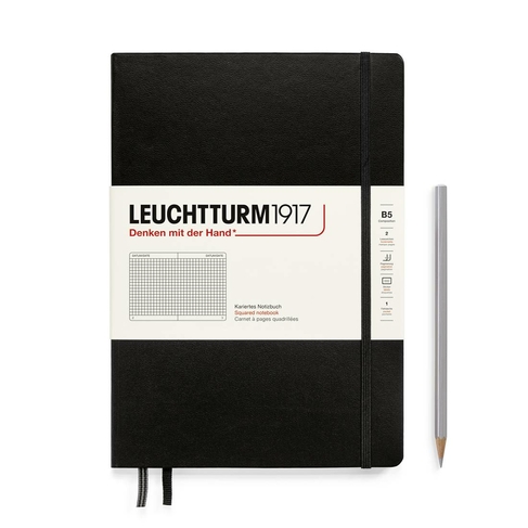 LEUCHTTURM1917 B5 Hardcover Black Squared Notebook 