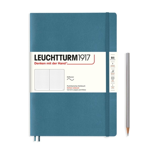 LEUCHTTURM1917 B5 Softcover Stone Blue Dotted Notebook 