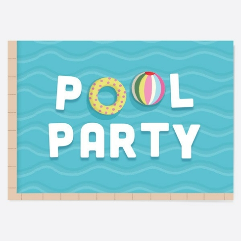 Dotty About Paper Pool Waves Kids Birthday Invitations Pack of 10