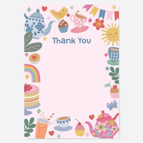 Dotty About Paper Tea Party Kids Thank You Cards Pack of 10