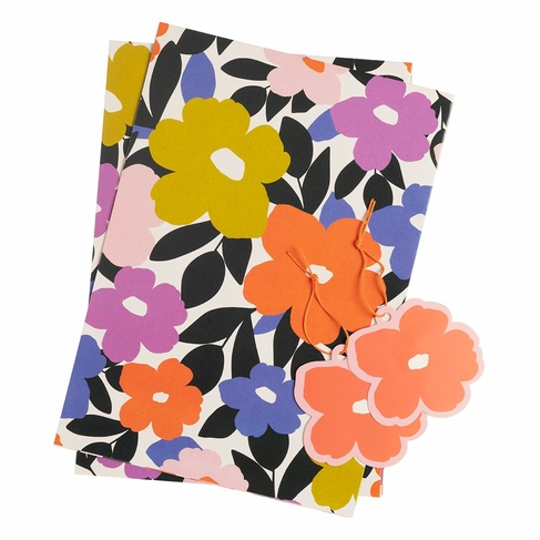WHSmith Bold Floral Flat Wrap and Tags