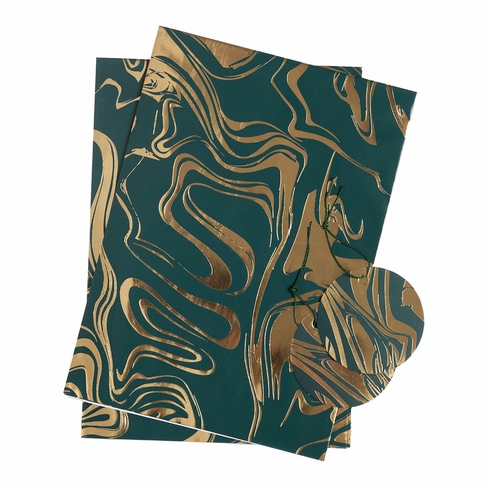 WHSmith Emerald and Gold Foil Marble Flat Gift Wrap and Tags